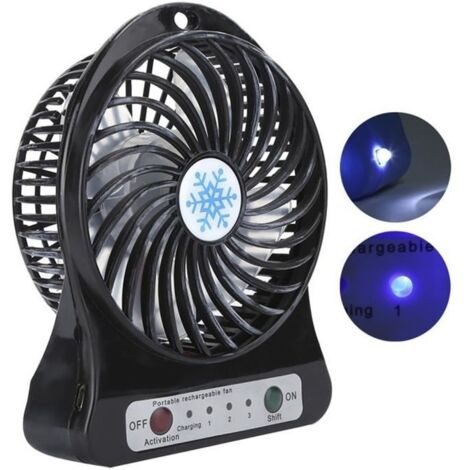 Mini ventilateur de bureau Portable Lit bébé Sièges d'auto Ventilateur Rechargeable USB Petit ventilateur Circulateur d'air (Noir)