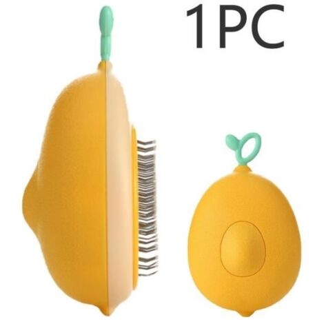(jaune)Brosse pour Chiens et Chats - Autonettoyante - Conception à une Touche - Massage Doux - ABS et Acier Inoxydable (1/4)