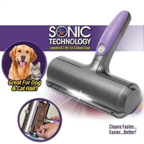 Brosse Ramasse Poils,sans Fil et Réutilisable avec bac récupération intégré,Légère Aspiration Nettoyage en Profondeur Chat et Chien (1/4)