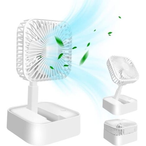Ventilateur USB, mini ventilateur portable, ventilateur de bureau rechargeable, batterie rechargeable 1200 mAh, 3 vitesses (1/5)