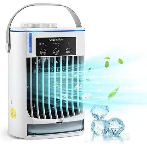 (blanc)Ventilateur de climatisation portable, mini refroidisseur d'air,trois vitesses de vent, deux modes,grand réservoir d'eau de 500 ml (1/5)