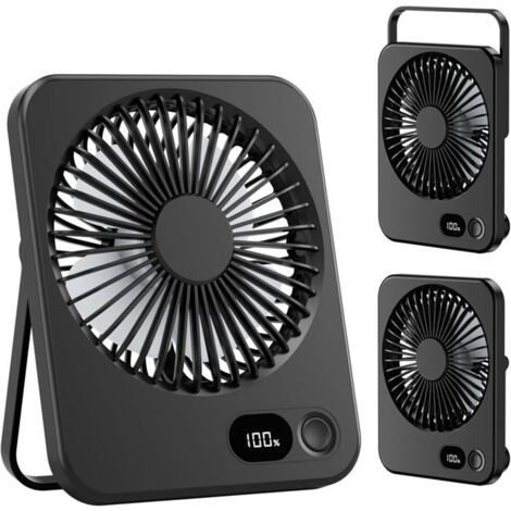 (Couleur:Noir)Ventilateur de Bureau, Mini Ventilateur Portable avec Batterie Rechargeable de 3600 mAh Silencieux 5 Vitesses 180Dépenser Inclinable Petit
