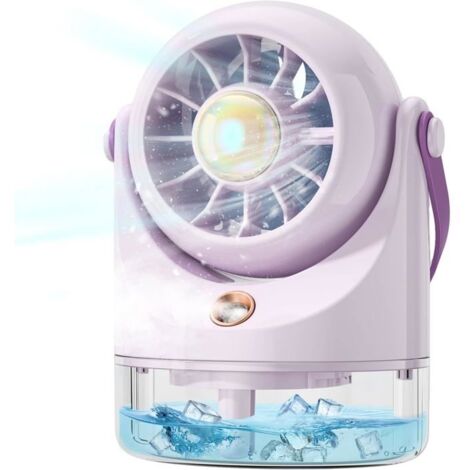 (Lilas)Mini ventilateur - Non spécifié - Portable - 3 vitesses - Rechargeable - Brumisateur (1/5)
