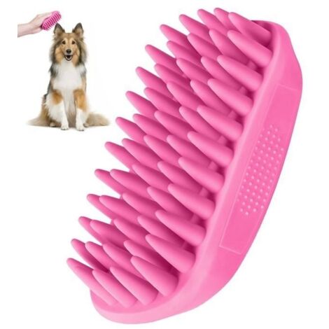 Brosse de bain pour chien, fournitures de bain pour chien, brosse à shampoing en silicone pour chiens et chats à poils longs(ros (1/5)