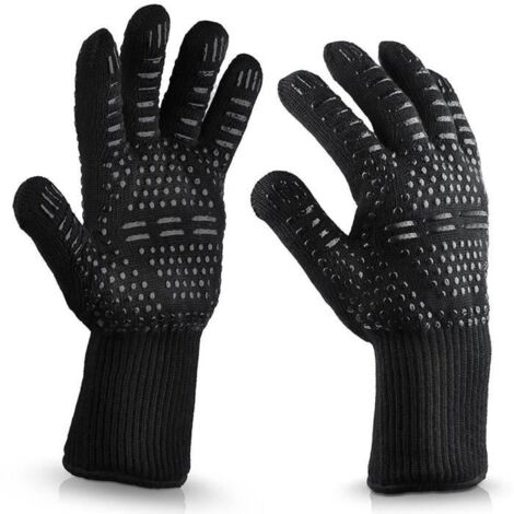(noir)Gants de Cuisine Anti-Chaleur Protection Maximum. pour Four Gants , Barbecue Gants , Grill Gants , Cheminée Gants etc (1/4)