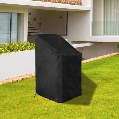 (Noir)Housses Chaises Empilable de Jardin Imperméable Protection UV 210D Tissu Oxford - Noir 120x65x65/80CM (1/4)