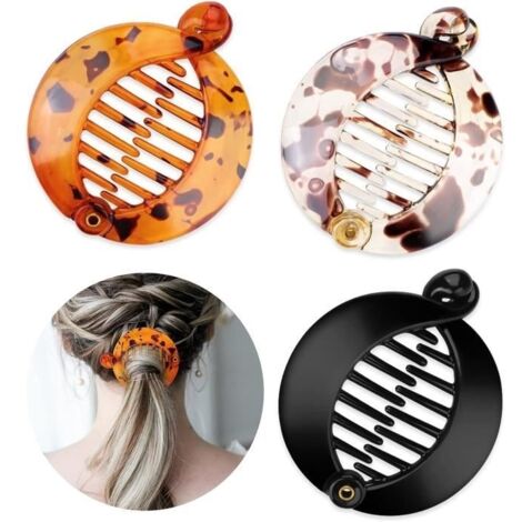 Pince à Cheveux,3 Pcs à Cheveux en Résine Pinces à Poisson Rondes pour Cheveux de Banane Peignes à Cheveux en Plastique 3 Couleurs (1/4)