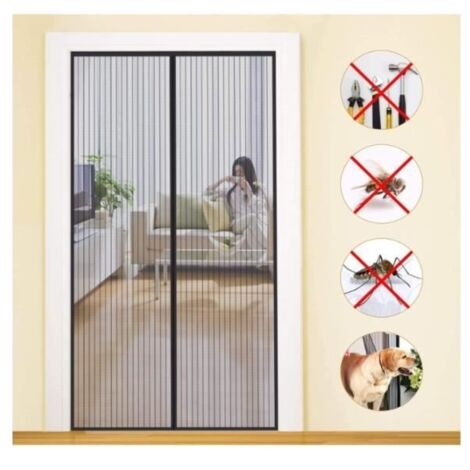 Moustiquaire porte Magnétique Moustiquaire sur Mesure de Porte,Rideau de Porte Antimoustique, pour Couloirs. (90x210cm, Rayure) (1/4)