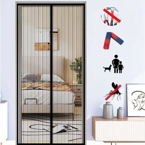 Moustiquaire Magnétique Porte,80x200cm Fermeture Automatique Rideau Moustiquaire Porte Magnétique,sans Perçage Aimant Puissant Porte (1/4)