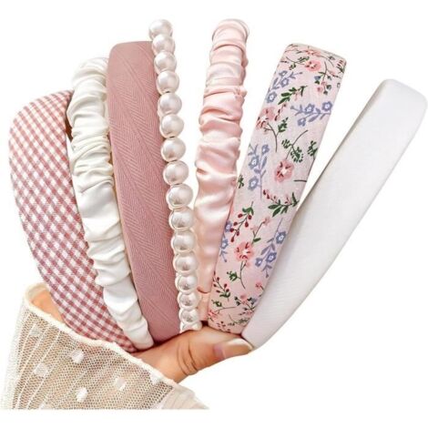 7Pcs Serre Tete Femme, Bandeaux Mode pour Femmes, Fleur Bandeau, Bande de Cheveux Perle,Bandeaux Vintage pour Femme, Bandeau Cheveux (1/4)