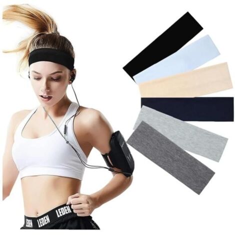 Bandeau Cheveux Femme, 6 Pièces Bandeaux de Sport, Bandeaux de Cheveux Élastique Antidérapant, Bandeau Anti-Transpiration, Bandeaux (1/5)