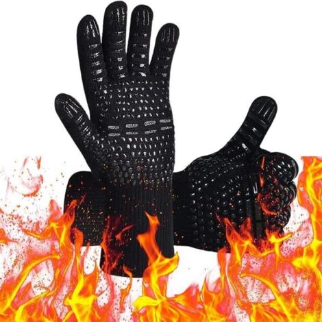 Gant Four Gant Barbecue,Antidérapant Silicone Gant Anti Chaleur Jusqu 'à 800℃, Universel Gant Cuisine Four pour Grill BBQ, Cuisine (1/4)