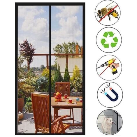 Moustiquaire Porte Magnétique 90x210cm Magnétique Moustique Sans Perçage,Rideau de Porte Antimoustique pour Couloirs,Portes,Patio (1/4)
