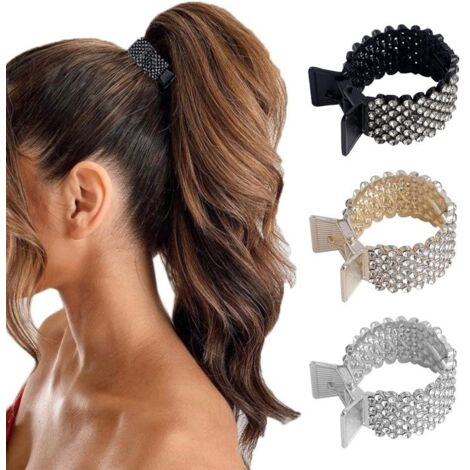 Pinces à cheveux en strass en forme de requin pour queues de cheval hautes pour femmes (lot de 3) (1/5)