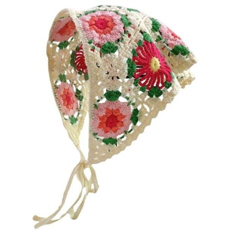 Foulard à cheveux au crochet, foulard à cheveux fleuri, bandeau bohème, bandeau vintage, bandeau triangle, accessoires pour chev (1/4)