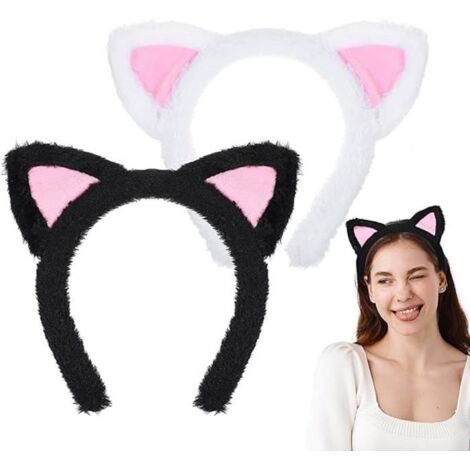 2 bandeaux à cheveux avec oreilles de chat en peluche douce, cosplay, fête costumée, accessoires pour cheveux, soins de la peau (1/4)
