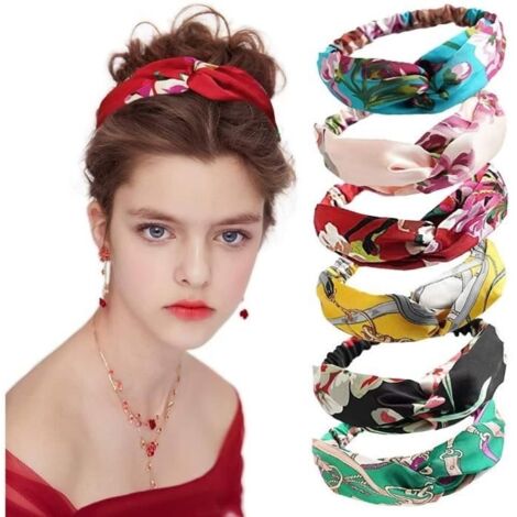 (comme les images montrées)Bandeau Cheveux - Femme - Torsadés Bohème - Imprimé Floral - 6pcs - Élastique Ajustable (1/4)