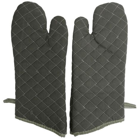 Gants de Cuisson Épais en Coton Verts Résistant à Chaleur pour Four Électrique Cuisine (1/4)