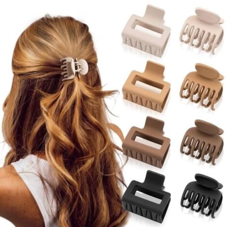 (Mates)Lot de 8 pinces à cheveux - Mates - Antidérapantes - Accessoires de coiffure pour femmes et filles (1/5)