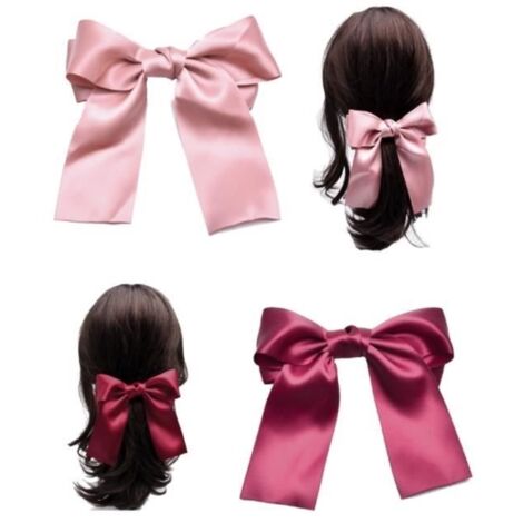 Epingles à Cheveux,Barrettes à Cheveux Noeud,Pinces Snap Barrettes,Pinces à cheveux en soie,pour Ponytail Titulaire,Femmes,2pcs (1/4)