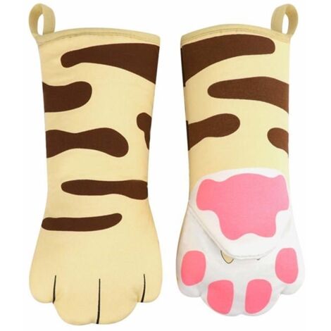 Gants de cuisine mignons en coton antidérapants et résistants à la chaleur avec motif de patte de chat - Gants de cuisine (1/5)