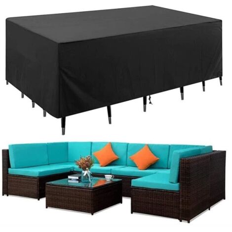 Housse de jardin - Imperméable - Noir - Protection tous temps - Anti-UV - Bâche tissu (1/4)