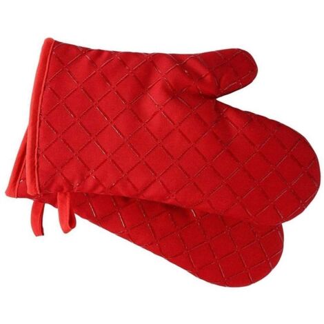 Gants de four en silicone antidérapants, résistants à la chaleur, doublure coton, parfait pour barbecue et pâtisserie (1/4)