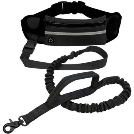 (Noir)Laisse pour Chien - Sport - Anti-écrasement - 160-220 cm - Mains-libres - Ceinture ventrale (1/4)