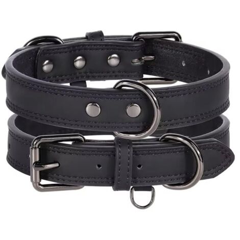 (NOIR)Collier chien cuir Taille S - Noir - Réglable - Souple - Résistant (1/5)