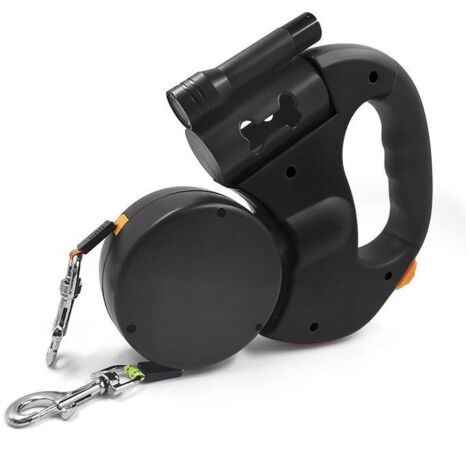 Laisse double rétractable pour chien avec deux cordes de 3 mètres pour promener deux chiens jusqu'à 50 lb (rouge) (1/4)