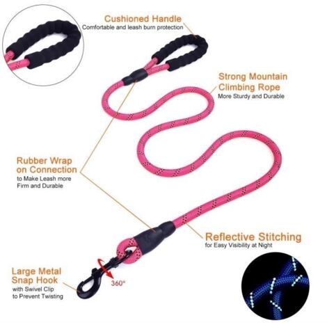 Laisse solide pour chien 2 m réfléchissante HUGGY DOGGY M