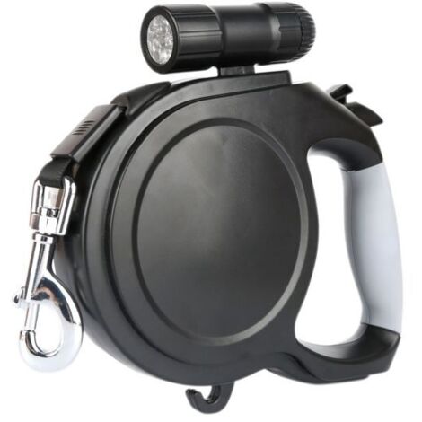Laisse rétractable pour chien de 8 m, laisse extensible avec lampe de poche LED, frein à un bouton pour petit chien
