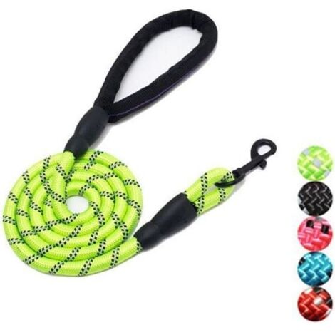 (Vert fluo)Laisse pour Chien2M - Nylon Résistant - Poignées Réfléchissantes - Vert Fluo (1/4)