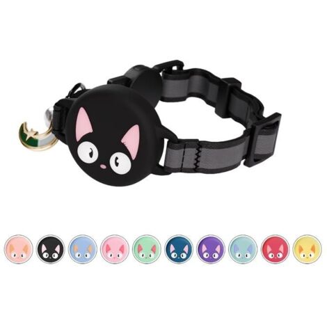 Collier Chat Airtag avec Accessoire Compatible avec Apple Airtag, Réfléchissant, Anti-Étranglement, Réglable - Noir