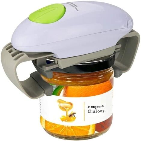 Ouvre-bocal électrique - gadget de cuisine solide et robuste pour bocaux scellés - ouvre-bocal automatique mains libres(Blanc) (1/4)
