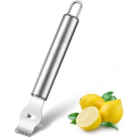Éplucheur de Zeste de Citron,Zesteur de Citron Professionnel avec Couteau Canelle Tranche Citron en Acier Inoxydable pour Cocktail (1/4)