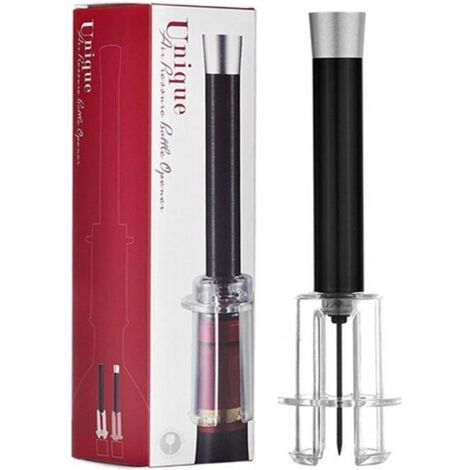 Tire-bouchon à pression d'air, ouvre-bouteille pour vin, accessoire de sommelier, outil élégant (noir) (1/4)