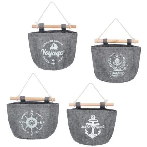 (Gris)Sac de rangement suspendu - 4 pièces - Gris - 21,5 x 18 cm - Tissu épais (1/4)