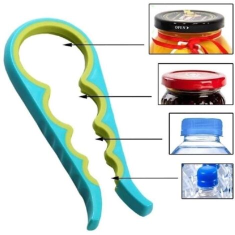 Ouvre Bocal Multifonctionnelle 4 en 1 Ouvre Bouteille Facile à Ouvrir Une, Bleu (1/4)
