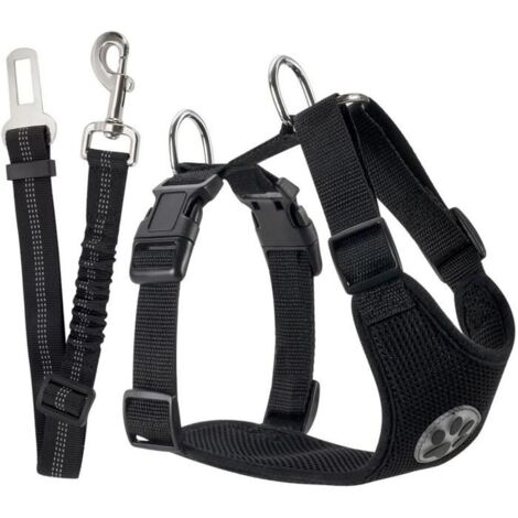Harnais pour chien avec ceinture de sécurité pour voiture (noir, M) (1/5)