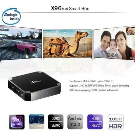 Box TV Android X96 Mini – Lecteur Multimédia 4K, Android 10, 2GB/16GB, WiFi, Amlogic S905W2, Support Français