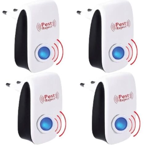 Pack de 4 Appareil Ultrason Souris - et Rats Barrage aux Insectes Repulsif à Tue Mouche Electrique Anti Puissant ultrasons rongeurs (1/4)