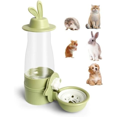 Bouteille d'eau pour cochon d'Inde, distributeur d'eau suspendu pour lapin, bol d'eau pour cage à chien de 600 ml,sans déversement (1/5)