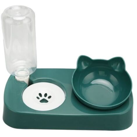 Gamelle pour Chat Chien 2-En-1 - Distributeur d’Eau Automatique Bouteilles Bol à Nourritures pour Chat Chien Cyanshop (1/4)