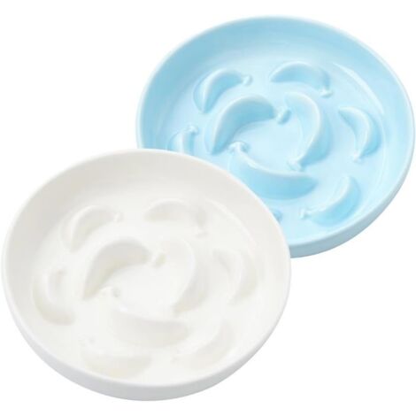 Gamelle Chat Anti Glouton Céramique,Gamelles pour Chat Alimentation Lente,Bol Double Chat Série Pastel,Compatible Lave-Vaisselle (1/5)