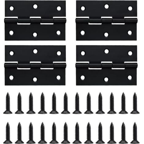 4 charnières de porte noires,Charnières de porte pliables,acier inoxydable,connecteur de porte Pour porte stable Armoire Avec 24 vis (1/4)