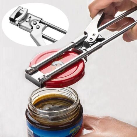 Ouvre Bocal ,Multifonction Ouvrir des bocaux et vaisseaux ouvre-boîte ouvre-bouteille réglable en acier inoxydable confiture (1/4)