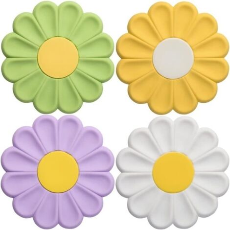 4 Dessous de Plat en Silicone Tapis de Dessous de Plat Support de Pot Résistant à la Chaleur Antidérapant pour Cuisine Casseroles (1/4)