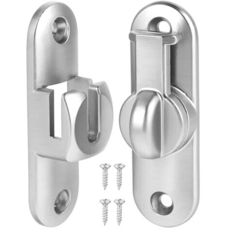 Verrou de Porte pour Porte Coulissante 90/180 Degrés Serrure de Porte avec Vis Fermeture pour Vitre Boulon de Verrouillage de Boucle (1/4)