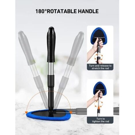 AMFUN Kit Nettoyant Pare-Brise 180° Extensible - Brosse Avec 5 Microfibres Et Vaporisateur